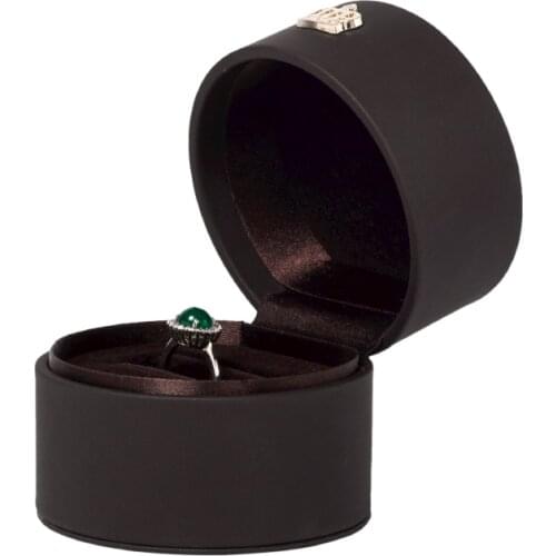 2020 New Glossy Pu Leather Square Built-in Card Slot Suede Jewelry Ring Box For Engagement Valentines Day Gifts