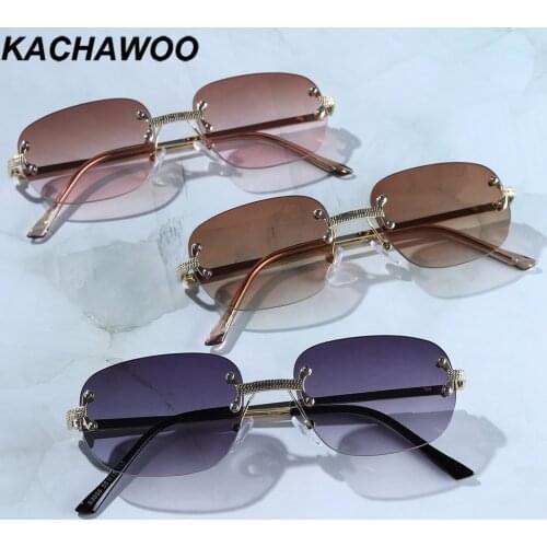 Kachawoo women retro sunglasses rimless brown grey frameless metal sun glasses for men European style Summer accessories cheap