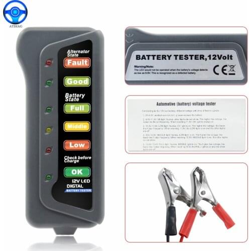 Battery Tester Digital Capacity Tester Checker For 12V Battery Power Supply Tester Measuring Instrument with 6 LED light Display