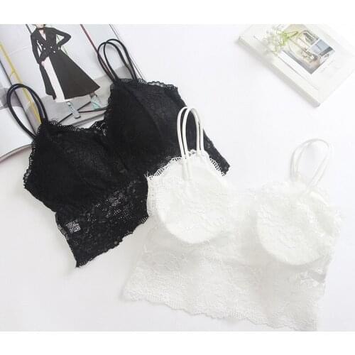 2PC Sexy Women Lace Tops V-Neck Lace Floral Harness Hollow Vest Bra Blouses Tank Tops Crop Top Cropderwear 2018