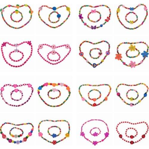 TopHanqi Red Wood Beads Girls Jewelry Sets Cute Animal Insect Kids Children Necklace Bracelet Set Birthday Party Jewelry Gift