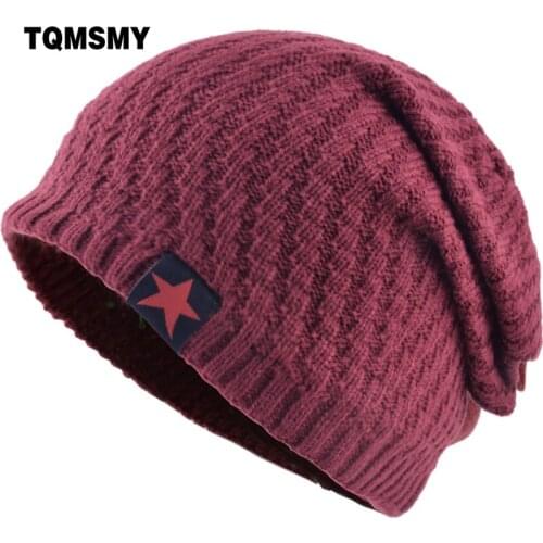 TQMSMY Men Winter Hat Knitted Beanie Skullies Women Label Red Star Caps Beanies Hats for Men Gorros Cap Casquette Hats TMS05