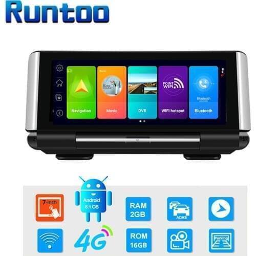 Car Dvr Rearview Mirror 7 Inch Auto Video Recorder 4G Android 8.1 Dual Lens Stream Media Registrator Dashcam ADAS WIFI Bluetooth