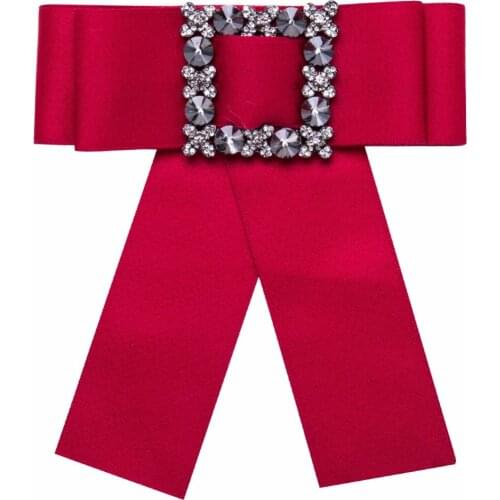 Vintage New Woman Brooches Pin Ribbon Bowknot Square Rhinestone Elegant Corsage Brooch Fashion Jewelry Shirt / Dress Accessories