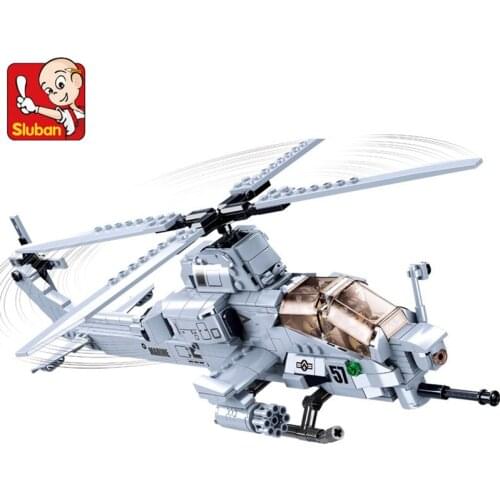 Military AH-1Z VIPER Aircraft Plane Armed Helicopter Aviation Building Blocks War Weapon Creator Bricks Educational Kids Toys