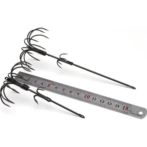 YJBYYX 5pcs/lot squid hook length 11cm 15cm stainless steel cuttlefish octopus hook non-barb sea fishing hook burst fishing