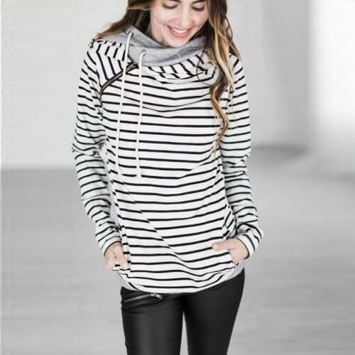 Women Sweatshirts Sweatshirt Women C Zipper Hoodie Jumper Casual Long Sleeve Striped Block Sweatshirt Pullover Female Girls Tops