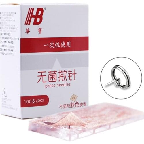 10Boxes *100Pcs/box Mini Acupuncture Needles Indwelling Needles Press Needle Skin Beauty Relaxation Acupoint Stimulus Stickers