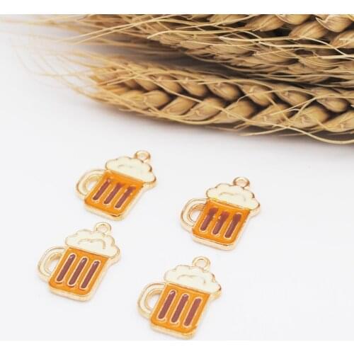 10pcs 20pcs Cute Enamel Cup Mug Beer Charms Gold Tone for Bracelet Women Necklace Earring Jewelry Making 13*19mm