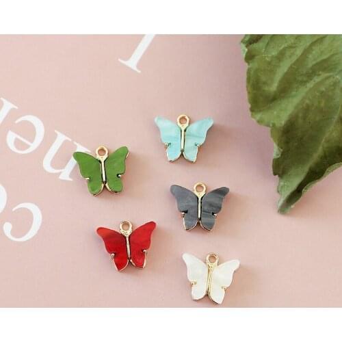 10pcs Cute Butterfly Earrings for Women Street Style Acrylic Sheet Korea Alloy Pendant diy Jewelry Necklace Accessories Material