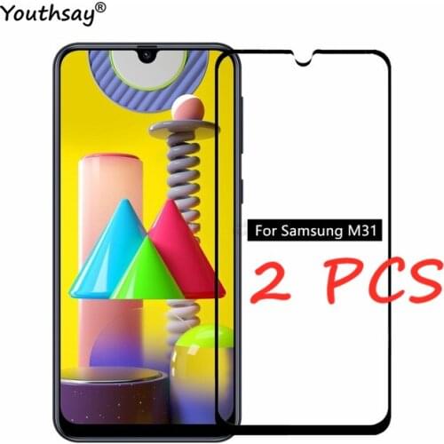 2PCS For Samsung Galaxy M31 Glass Full Cover Screen Protector Film For Samsung Galaxy M31 Tempered Glass for Samsung M31 Glass