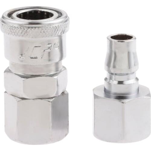 2Pc Iron Pneumatic Euro Air Line Hose Compressor Connector Quick Release 3/8" BSP Female Coupler Connector Fitting SF30 PF30