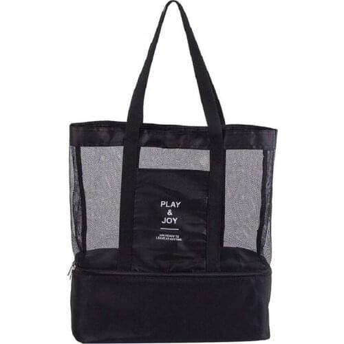 ICON 2 in 1 mesh beach zipper pocket with integrated cool bag, invisible insulation bag, tote bag work holiday beach park picn