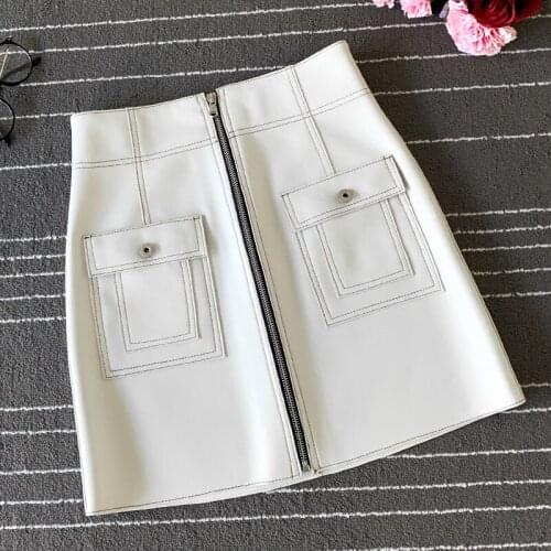 2020 Spring Autumn New Women Genuine Leather Sheepskin A-Line Skirt For Female 6 Color Plus Size