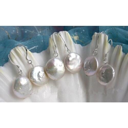 3pair Fashion White Coin Pearl 925 Silver Earrings