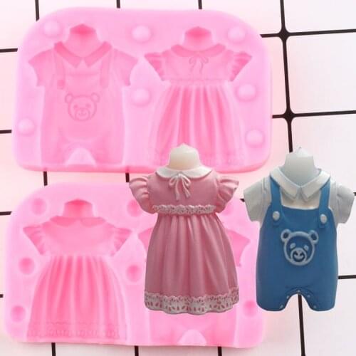 3D Boy Girl Baby Clothes Silicone Mold Soap Resin Clay Candle Mould Party Fondant Cake Decorating Tools Chocolate Candy Molds