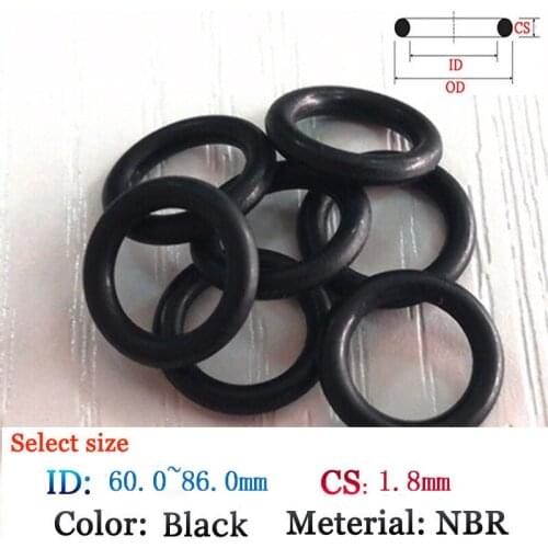 CS 1.80mm ID 60.0-86.0mm black Rubber O-Ring oil and waterproof seal film NBR Fluoro rubber plastic gasket Silicone O Ring Seal