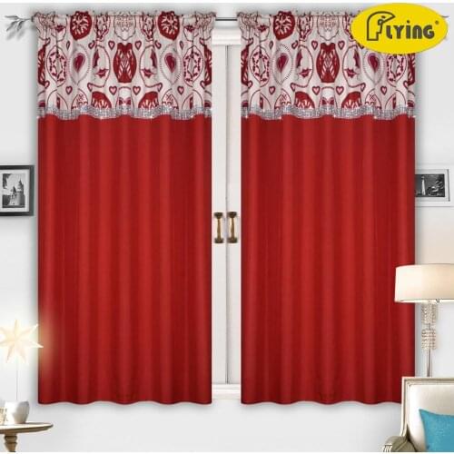 Flying Printted Fabric with color Heavy Fabric Curtain for Middle Window Bed room Window Christmas Design Curtain
