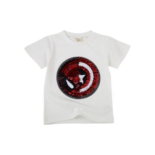 Unisex Baby T-shirts Fashion Sequins Tops for Girls Boy Cotton Short Sleeves Shirts Kids Clothes 2019 Summer Kids T Shirts 2-8 Y