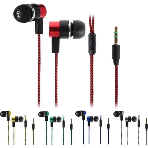 For Phone Noise Isolating In-Ear Stereo Headset Fabric Fiber Line Earphones