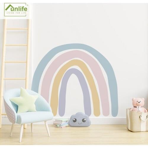 Funlife® INS Rainbow Bathroom Decoration Wall Decals Easy to Clean Peel and Stick Wallpaper Waterproof Wall Stickers for Nursery
