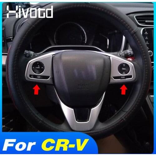 Hivotd Car Steering Wheel Switch Panel Trim Sticker Interior Button Cover Decoration Accessories For Honda CR-V CRV 2017-2021