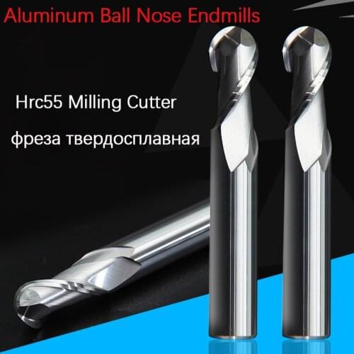 HRC58 2 3 4mm solid tungsten carbide 2 flute aluminium ball nose end mill cnc milling cutter cutting tools for machining profile
