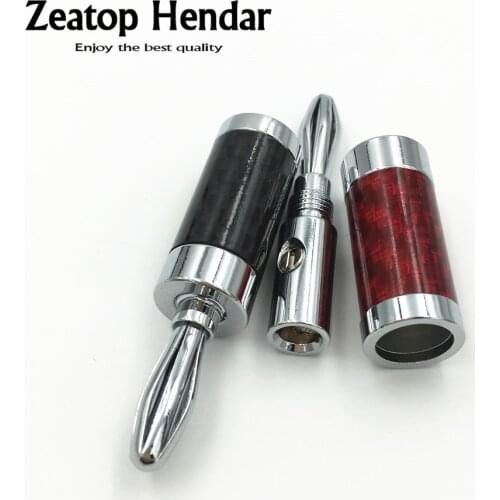 100Pcs High Quality HIFI Rhodium Plated Carbon Fiber Speaker Cable 4mm Banana Male Terminal Jack Plug Audio Connector
