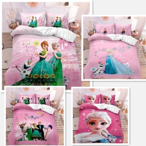 1 set Disney Frozen Series Cartoon anime princess Three-piece childrens bedding Boys and girls room decoration Home Textile Set