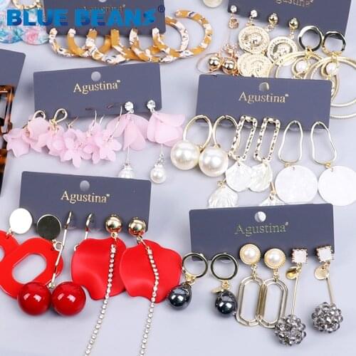 BLUE BEANS 2020 Earring Set For Women Long Earrings Fashion Jewelry Drop Earrings Sets Boho Minimalist Girls Dangle Earring Stud