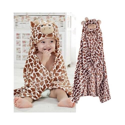 Cute Cartoon Newborn Baby Giraffe Bear Shaped Hooded Bathrobe Soft Infant Newborn Blanket Sleeping Bags