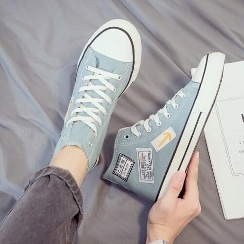 Men Casual Sneaker Shoes Fashion Thick Bottom Shoes High Top Lace-up Canvas Shoes Men Casual Shoes