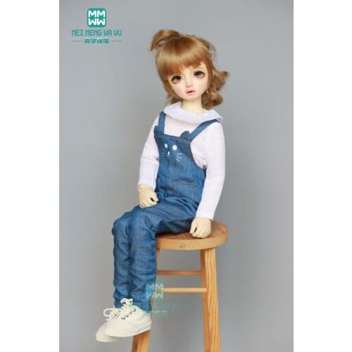 BJD doll clothes fashion T-shirt, denim overalls for 43cm 1/4 BJD DD SD doll accessories