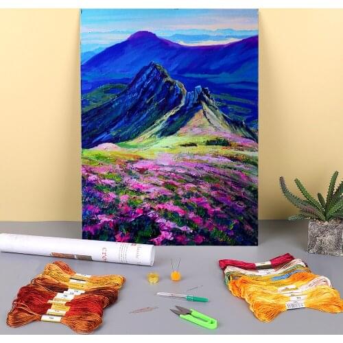 Landscape June Morning Pre-Printed 11CT Cross Stitch Complete Kit DIY Embroidery DMC Threads Knitting Handicraft Wholesale