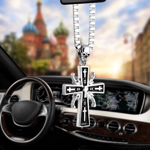 Charms Alloy Jesus Crucifix Cross Car Pendant Ornaments Rearview Mirror Decoration Hanging Automobiles Decor Accessories Gifts