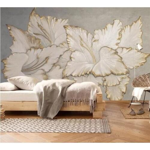 Custom Photo Wallpaper 3D Beautiful Embossed Magnolia Mural Modern Living Room TV Sofa Home Decoration Background 3D Wall Cloth