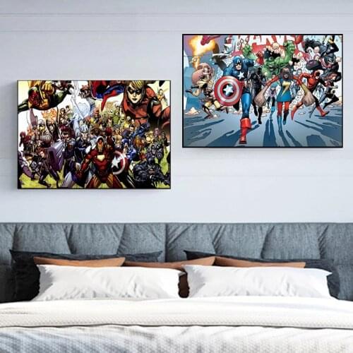 Marvel Avengers Canvas Painting Superhero Character Captain America Retro Posters and Prints Wall Art Picture Home Wall Decor