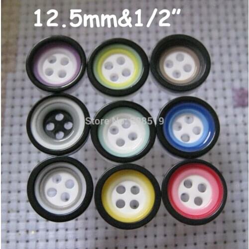 NB0036 Mens shirt buttons mixed 200pcs 4 holes 1/2" Round shape Pearl resin buttons for garment sewing supplies