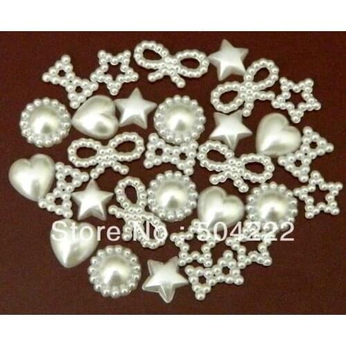 1200 pcs Mixed Irregular Flatback Pearl Cabochon Assorted Styles in Cream or white Color