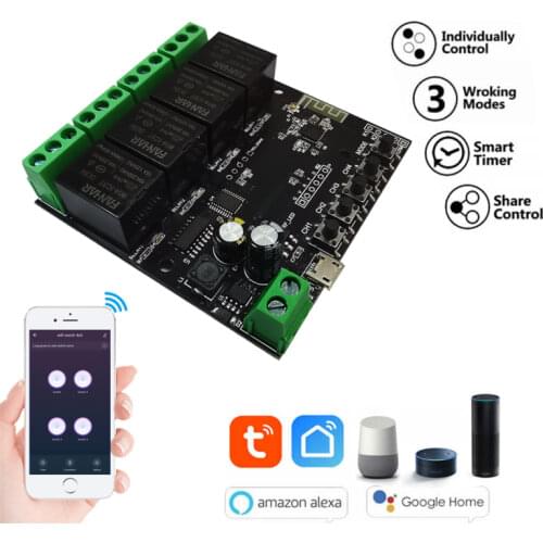 12V Wifi Smart Switch Tuya WiFi Relay Module for Smart Home Timer Relay Smart life APP Remote Control Work with Alexa Google Hom