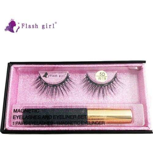 Flash Girl 5D-Wseries 5D- W 19 mink magnetic eyelashes and eyeliner suit eyelash