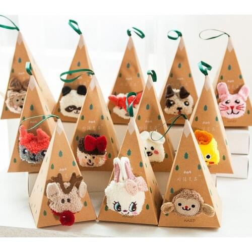 Christmas Socks Autumn and Winter Embroidery Home Coral Fleece Cartoon Socks Boxed Floor Socks Floor Female Childrens Socks