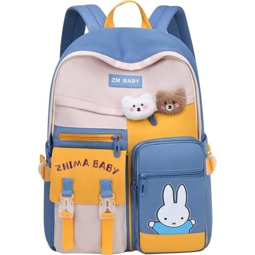 Cartoon Rabbit Print Kids School Bag College Waterproof Nylon Backpack Orthopedic Schoolbag For Teenage Girls Children Book Bags