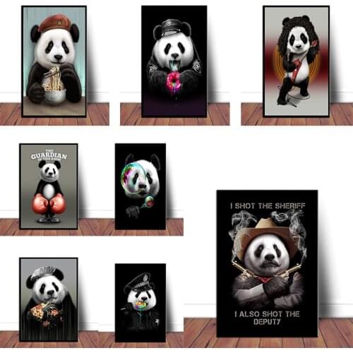 Cute Panda Canvas Art Posters And Prints Animals Canvas Paintings On the Wall Art Cartoon Pictures For Kids Room Wall Decor