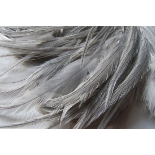 100 Pcs - 4 to 6 Inches, Silvery Gray Rooster Saddle Feathers