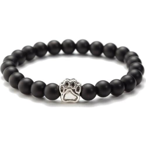 Dog palm 8mm bohemian multicolor Agate beads Chakra Reiki Buddha Yoga Bracelet elastic adjustable Volcanic Stone Bangles fgec