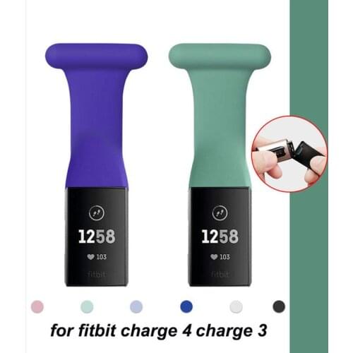 Sport Silicone Strap For Fitbit Charge 4 Smart Bracelet For Charge 3 Inspire Rubber Nurse Doctor Strap Portable Pin Brooch Style
