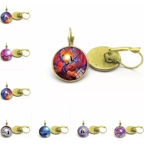 Glass Cute Cat Under The Night Sky Women Dangle Earrings Fashion Drop Earrings, New Kitten Glass Cabochon Lady Earrings Jewelry