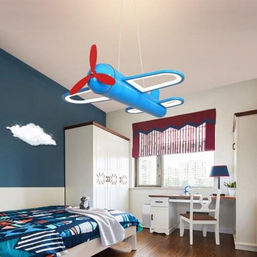 Aircraft led pendant light Modern blue yellow Cartoon pendant lamp for childern room light for Christmas gift bedroom decor