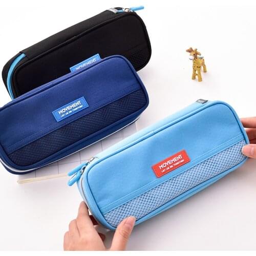 Pencil Bag With Class Schedule Boy Students Fabric Zipper Pencil Case Big Pen Pouch Big Capacity Business Office Trip 66788